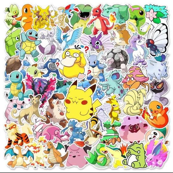 50Pcs Cartoon Anime Waterproof Stickers Pokémon - Picture 1 of 3